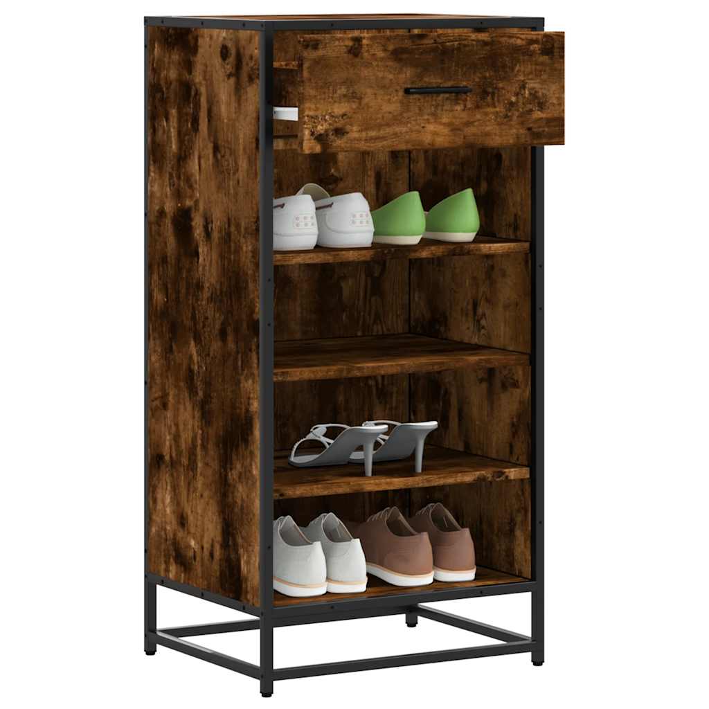 shoe rack smoked oak 48x38x97.5 cm engineered wood