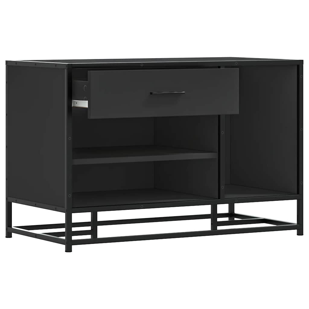 Apavu sols Melns 80x40x53,5 cm Koks un metāls