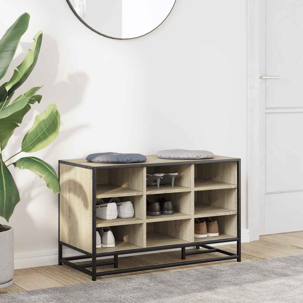 Shoe bench, Sonoma oak, 84x40x53.5 cm, wood/metal