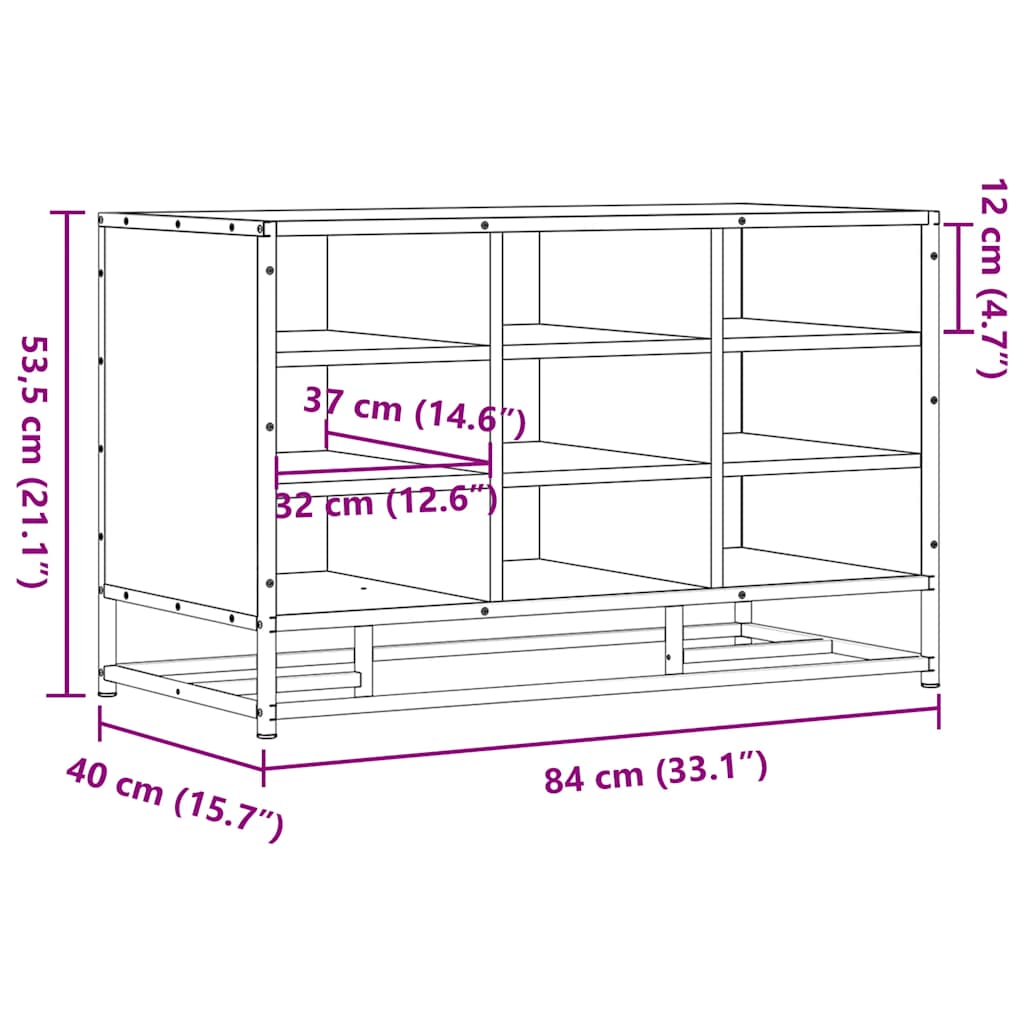 Shoe bench, Sonoma oak, 84x40x53.5 cm, wood/metal