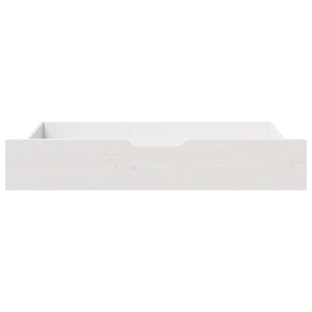 Atvilktnes zem gultas, baltas, 2gab., 95x55x17cm, priedes masīvkoks