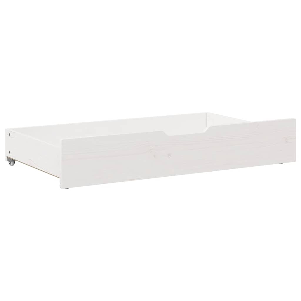 Atvilktnes zem gultas, baltas, 2gab., 95x55x17cm, priedes masīvkoks