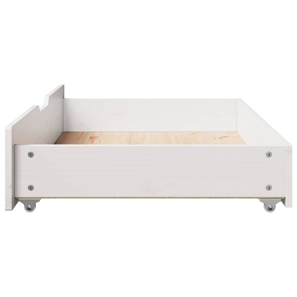 Atvilktnes zem gultas, baltas, 2gab., 95x55x17cm, priedes masīvkoks