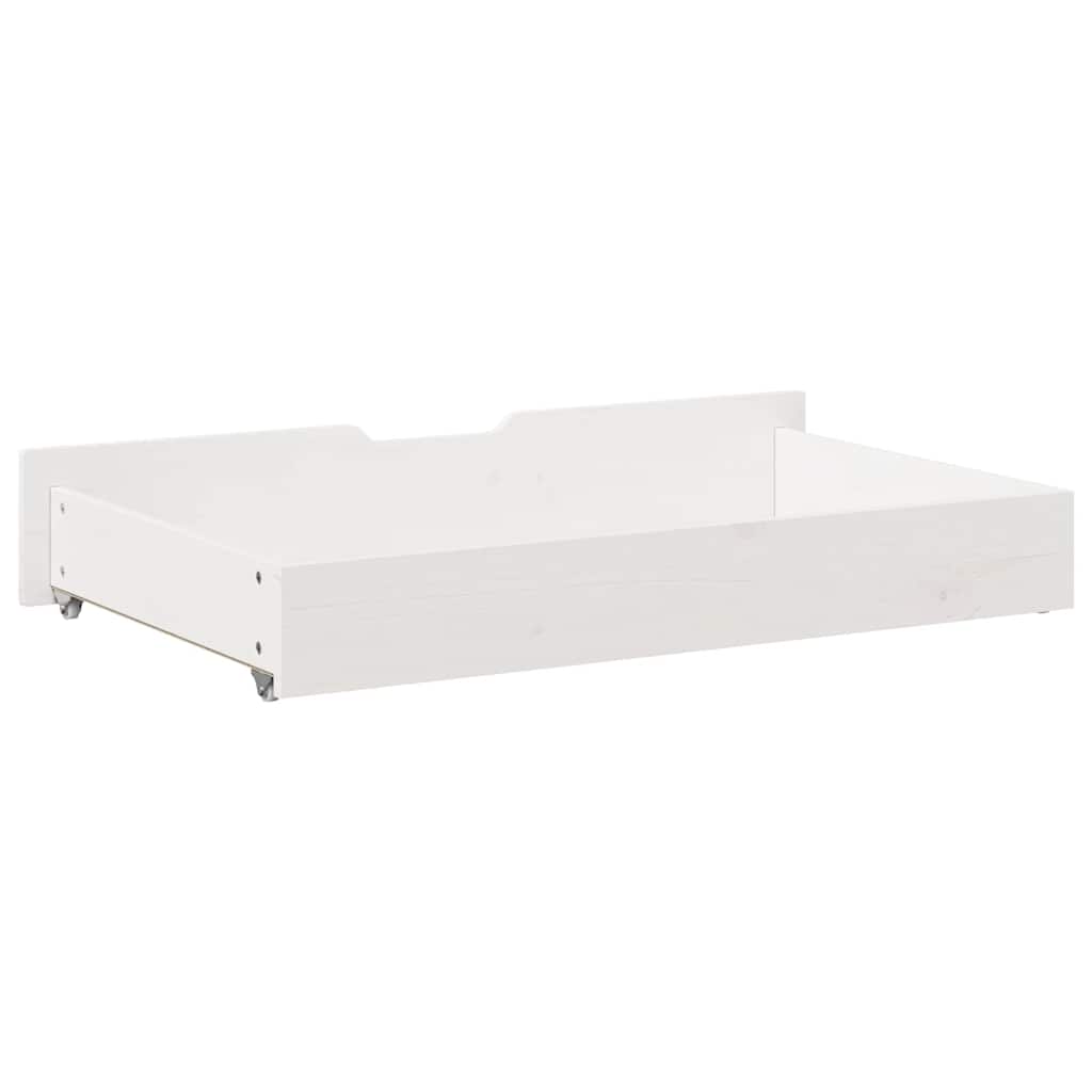 Atvilktnes zem gultas, baltas, 2gab., 95x55x17cm, priedes masīvkoks