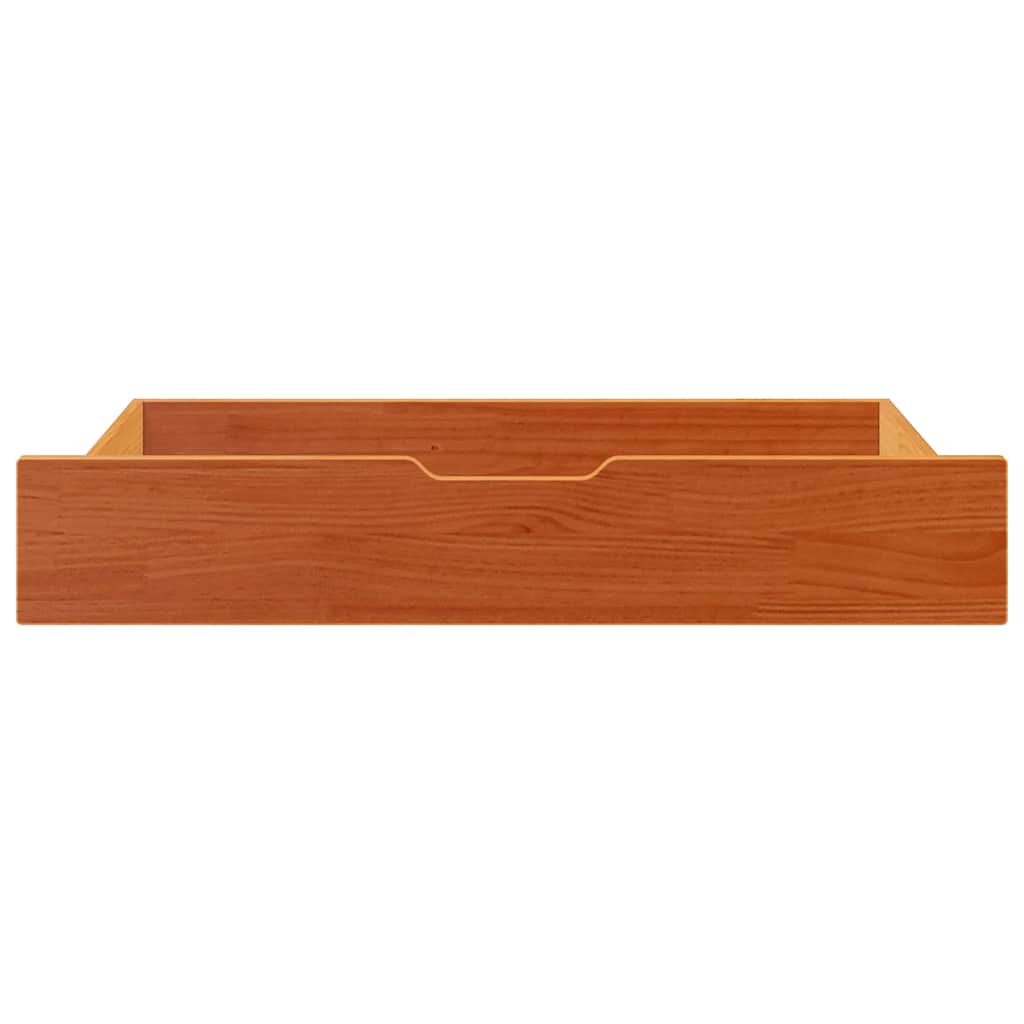 Underbed drawers, 2 pcs., wax brown, 90x55x17cm, solid pine