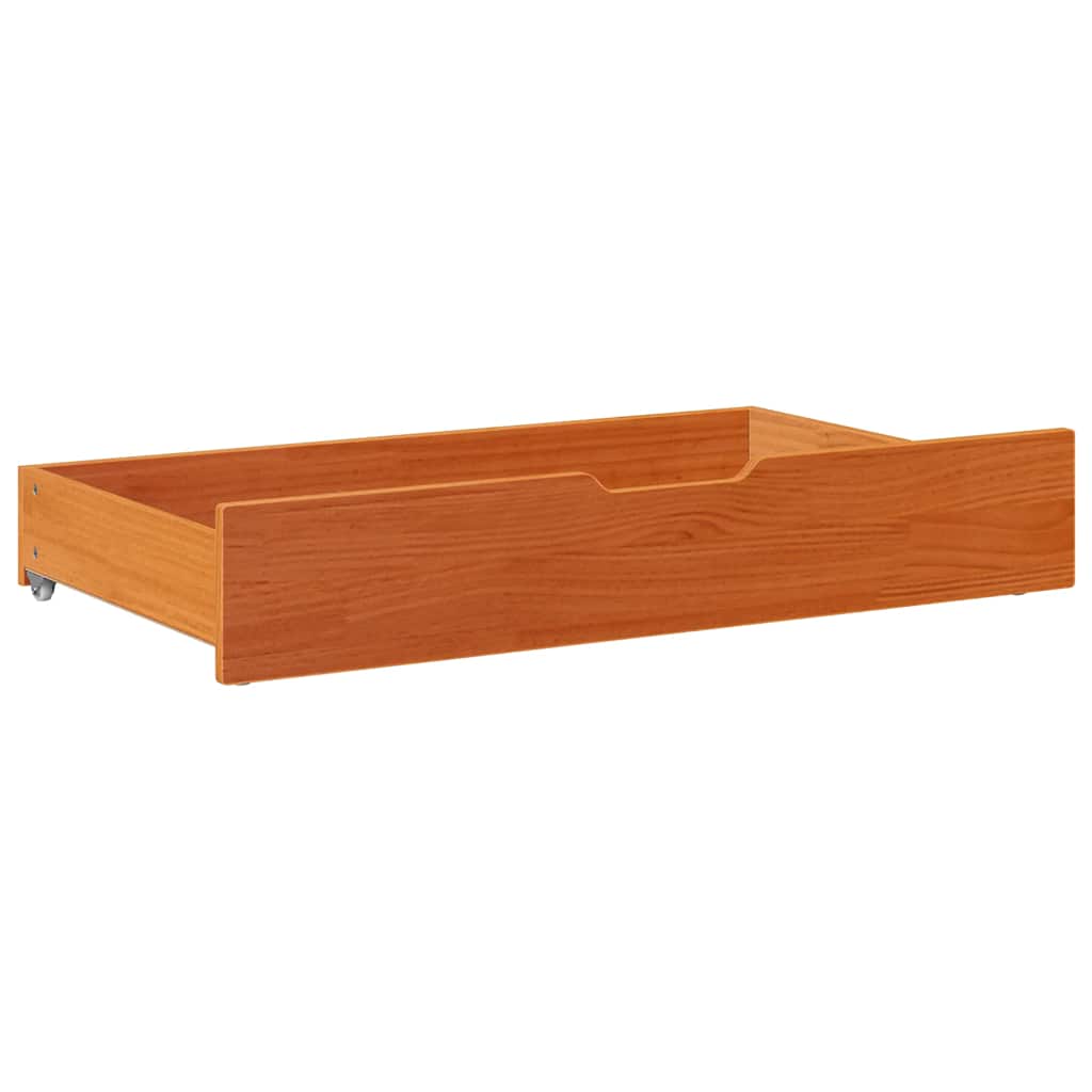 Underbed drawers, 2 pcs., wax brown, 90x55x17cm, solid pine