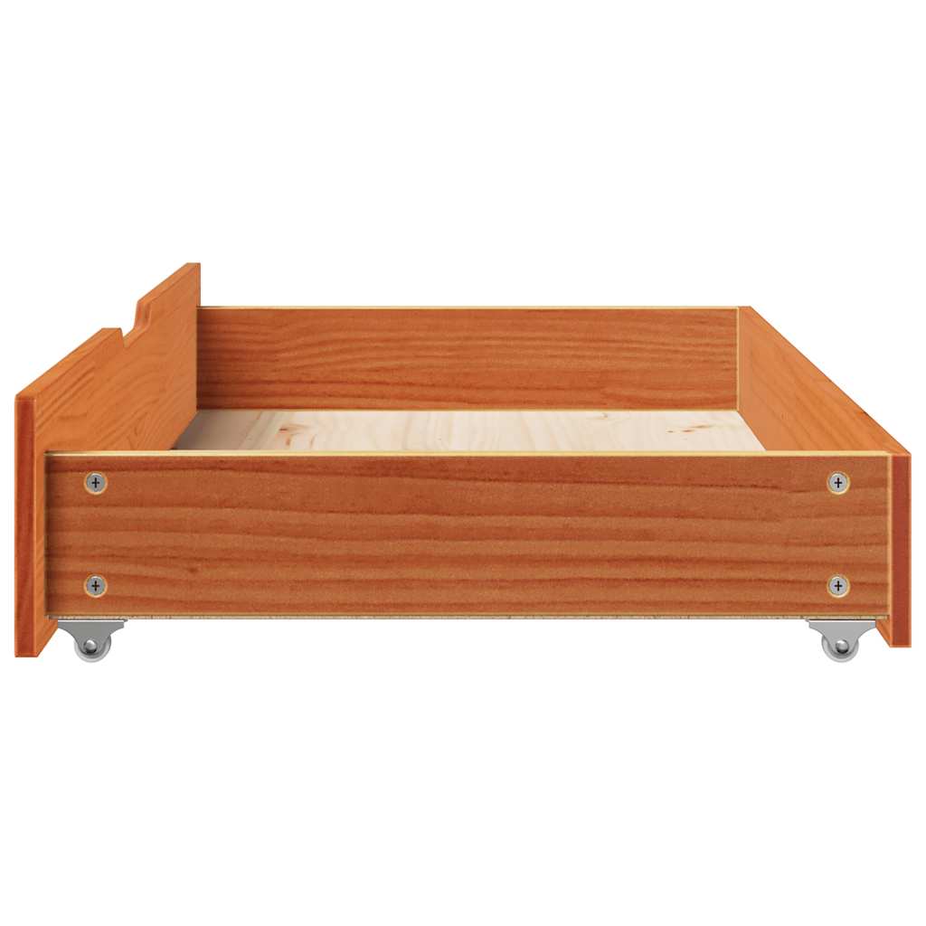 Underbed drawers, 2 pcs., wax brown, 90x55x17cm, solid pine