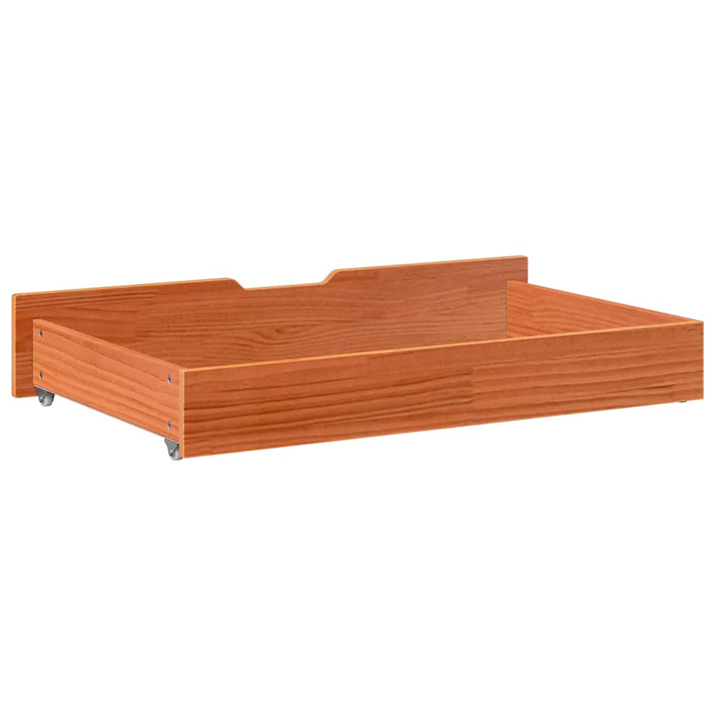 Underbed drawers, 2 pcs., wax brown, 90x55x17cm, solid pine