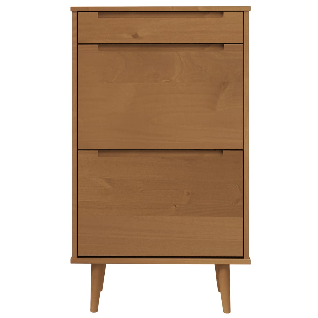 Shoe cabinet MOLDE, brown, 59.5x35x103cm, solid pine