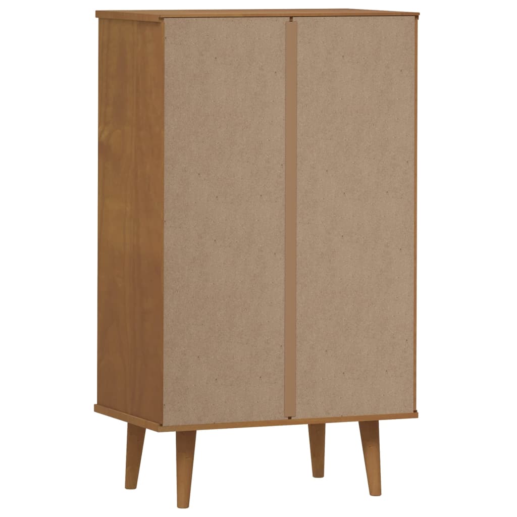 Shoe cabinet MOLDE, brown, 59.5x35x103cm, solid pine