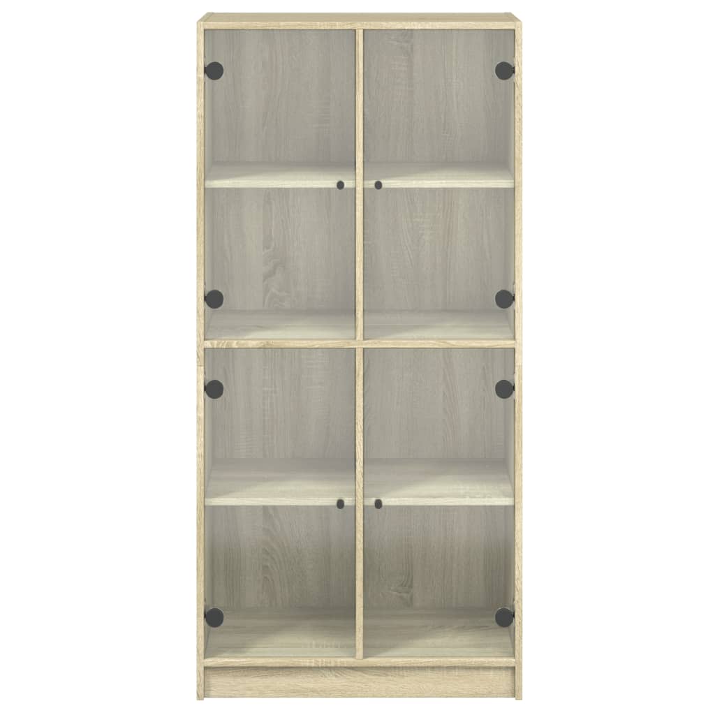 Chest of drawers with doors, oak, 68x37x142cm, treated wood