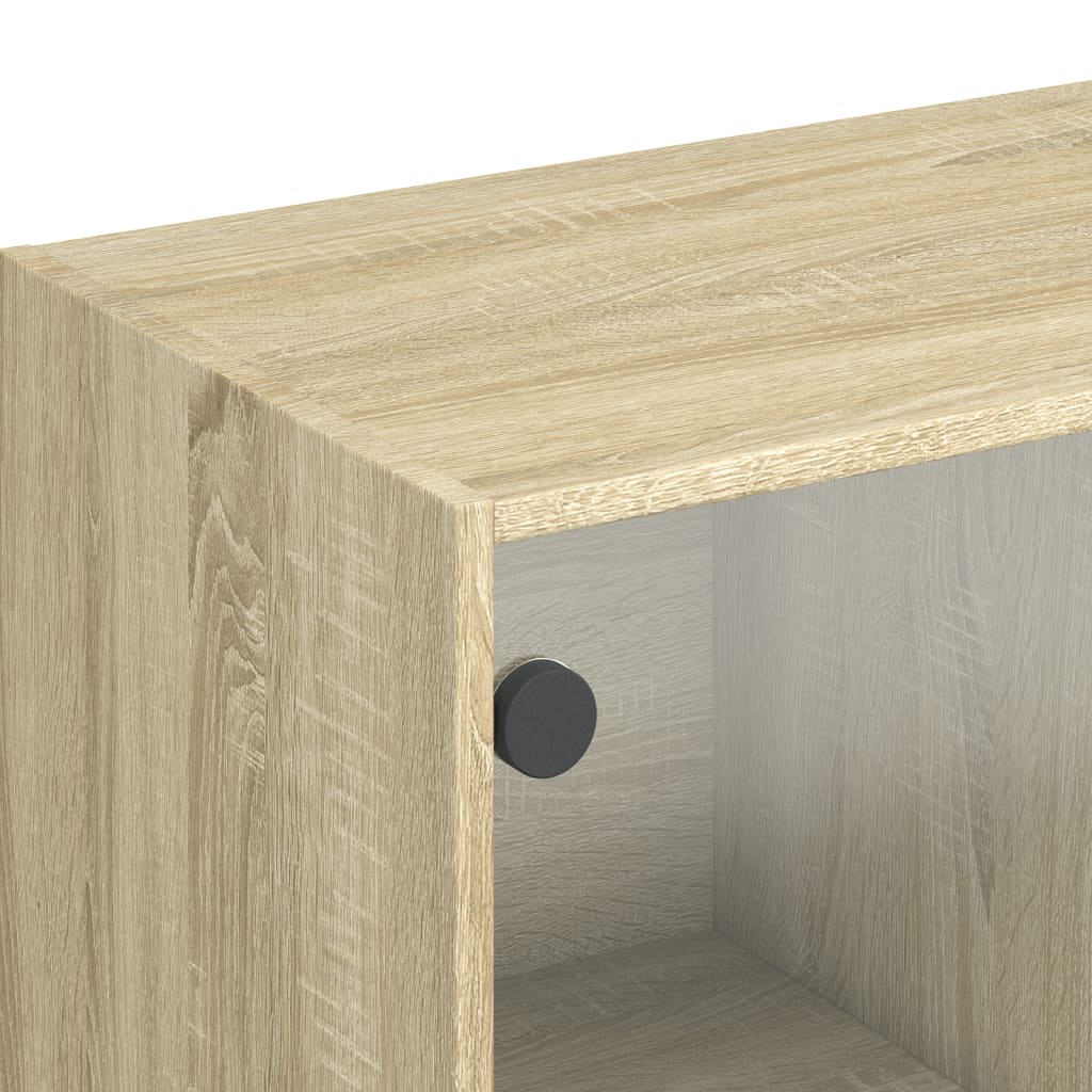 Chest of drawers with doors, oak, 68x37x142cm, treated wood