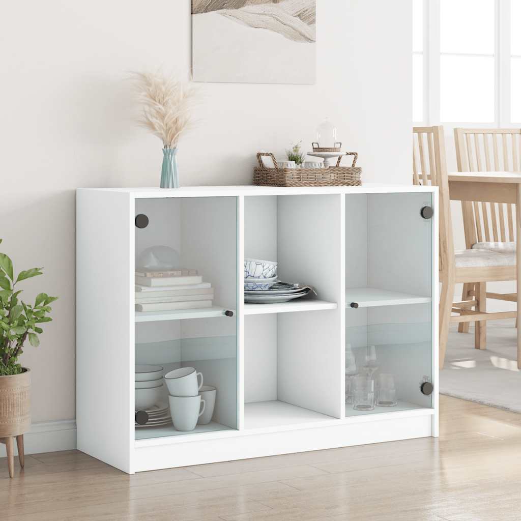 Sideboard, white, 102x37x75.5 cm, engineered wood