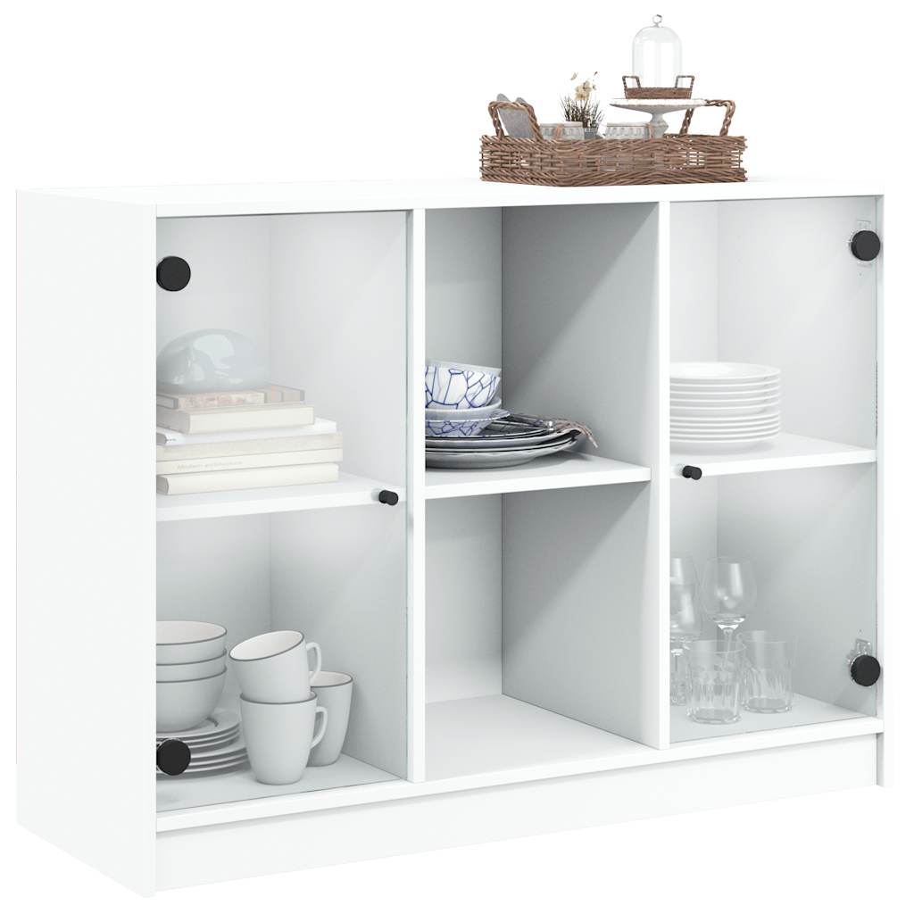Sideboard, white, 102x37x75.5 cm, engineered wood