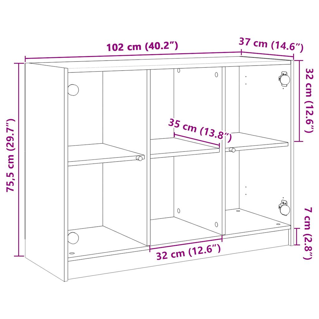 Sideboard, white, 102x37x75.5 cm, engineered wood