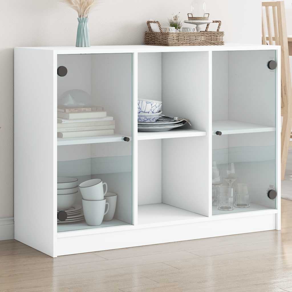 Sideboard, white, 102x37x75.5 cm, engineered wood