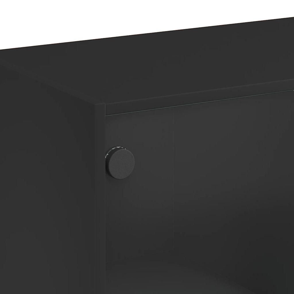Sideboard, black, 102x37x75.5cm, engineered wood
