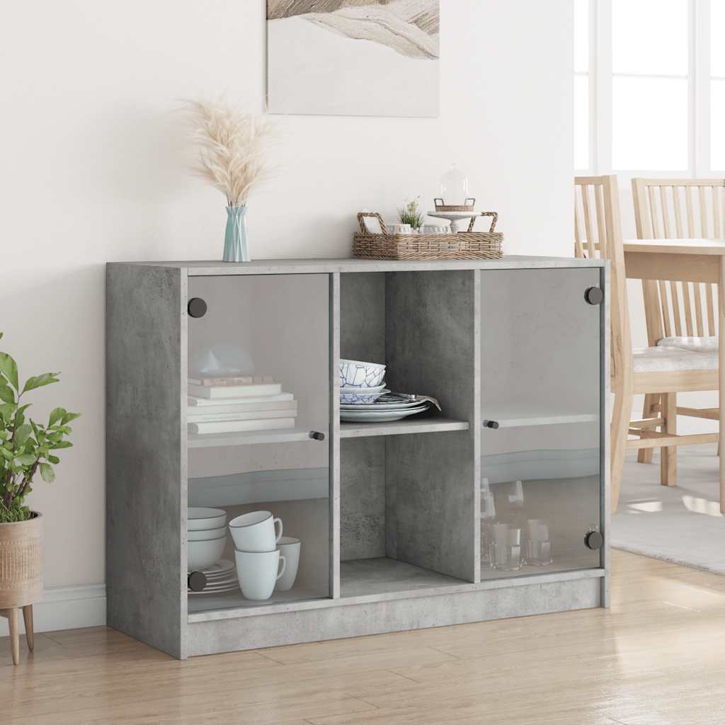 Sideboard, concrete gray, 102x37x75.5cm, engineered wood