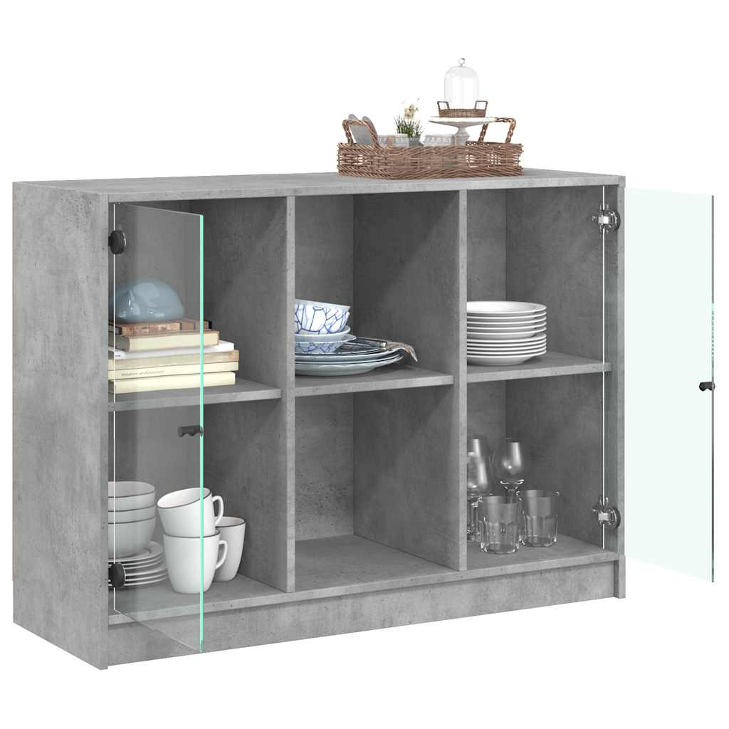 Sideboard, concrete gray, 102x37x75.5cm, engineered wood