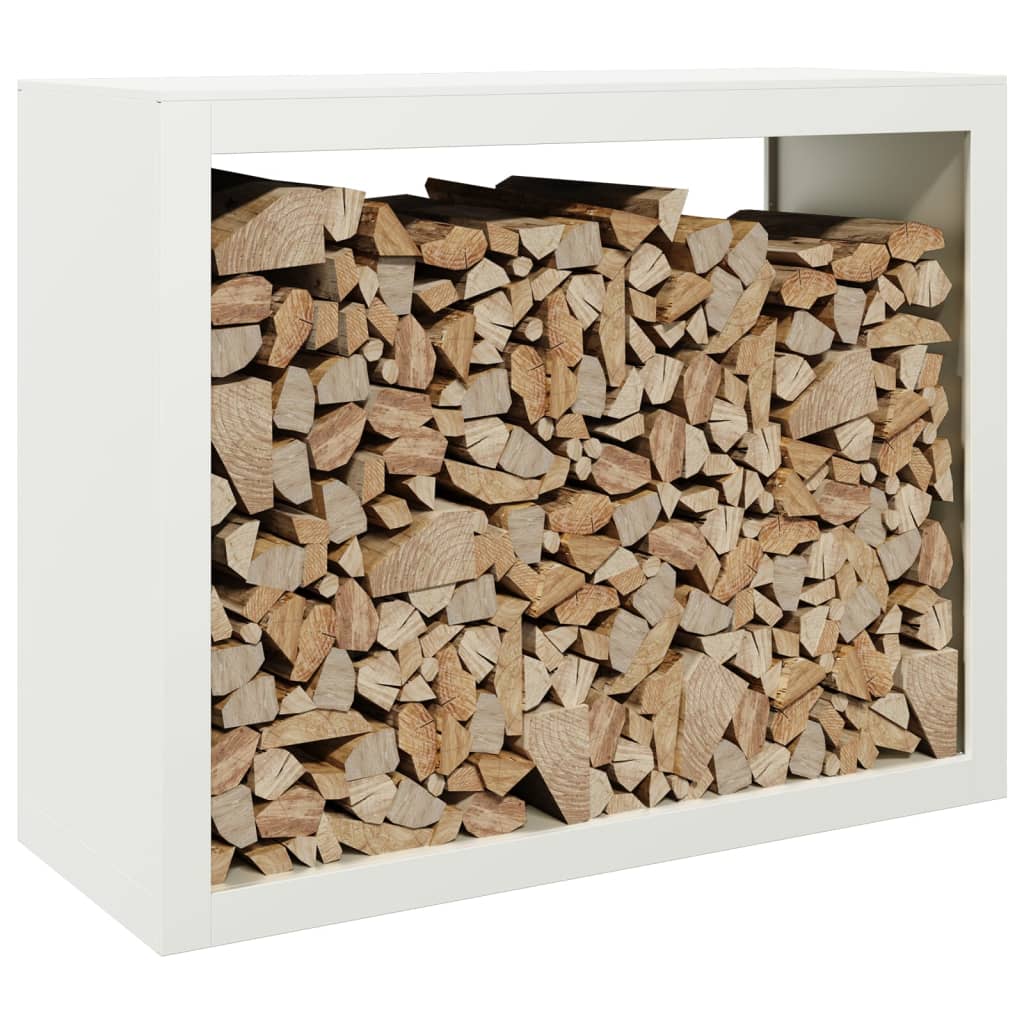 Log rack, white, 100x40x80cm, steel
