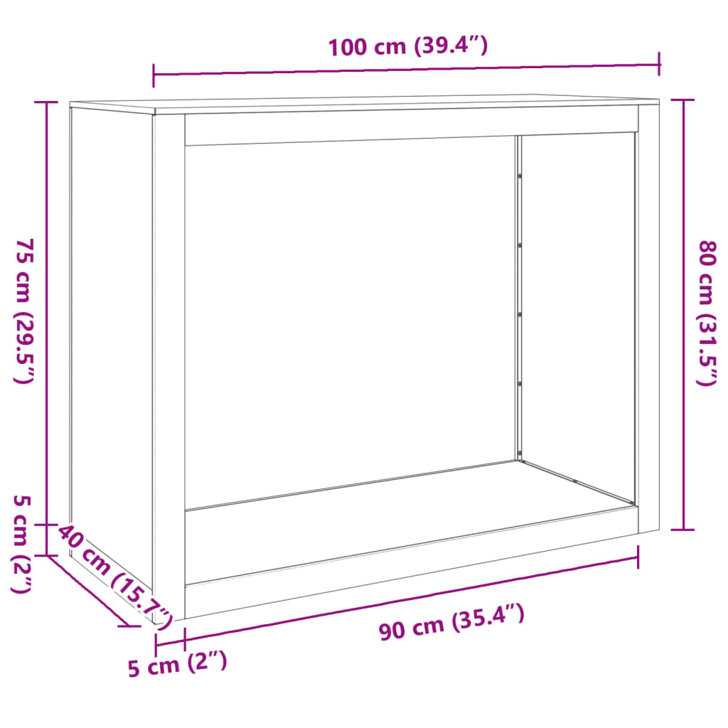 Log rack, white, 100x40x80cm, steel