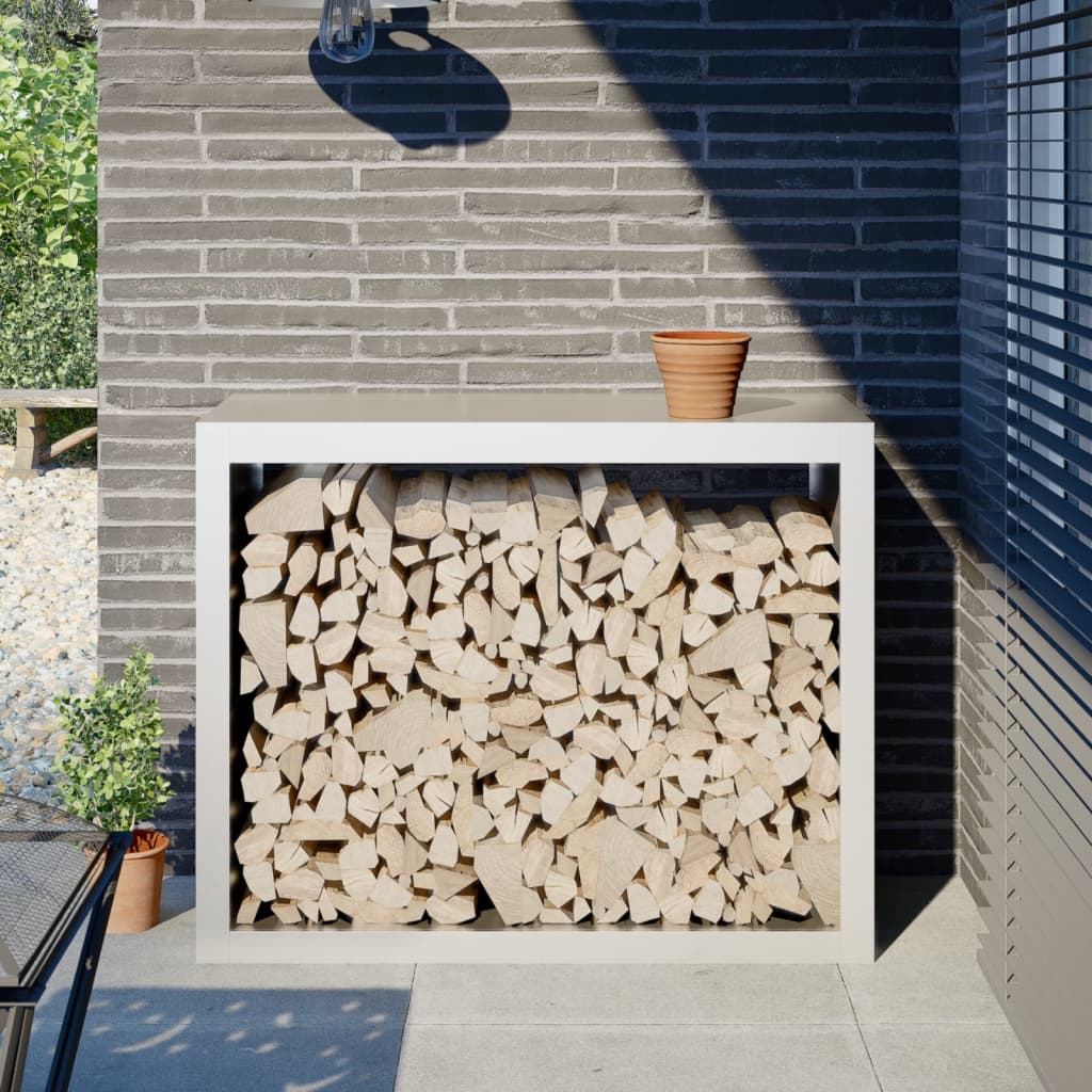 Log rack, white, 100x40x80cm, steel