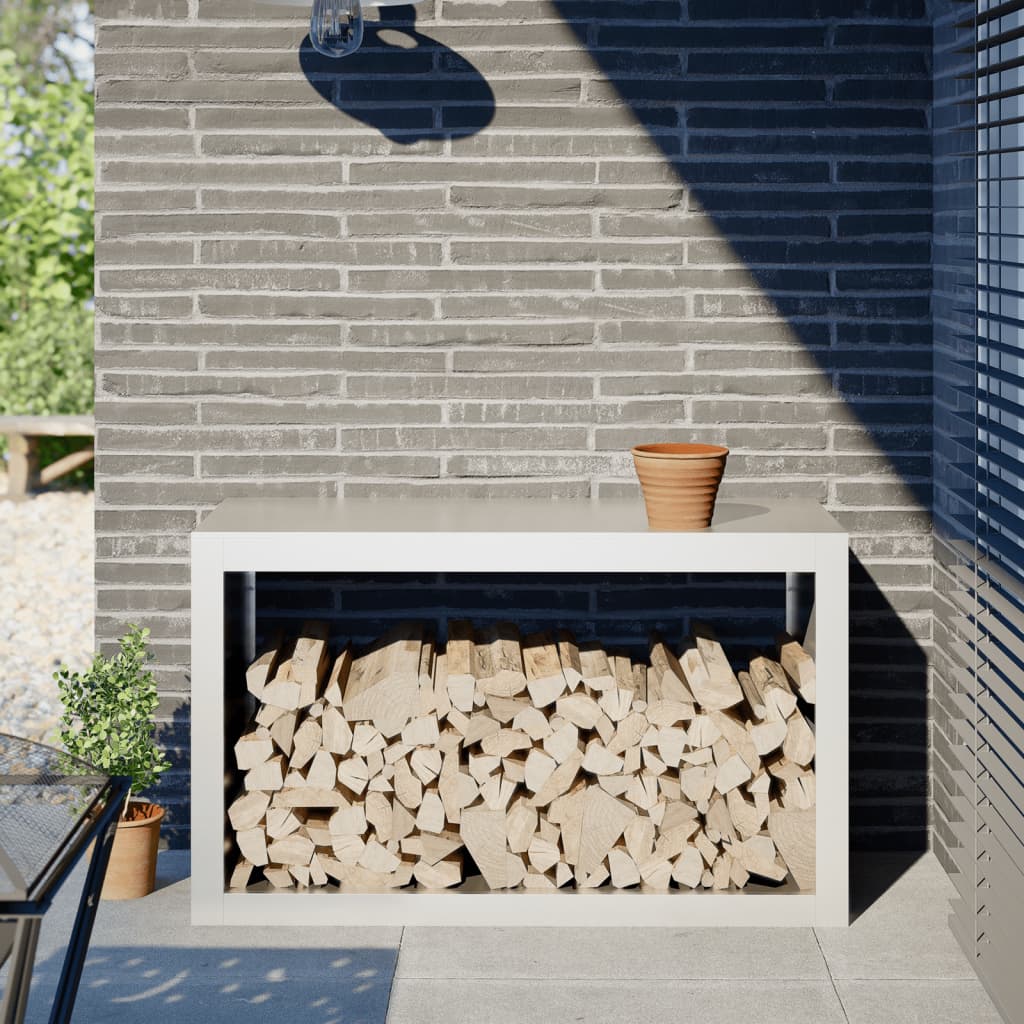 Firewood rack, white, 100x40x60cm, steel
