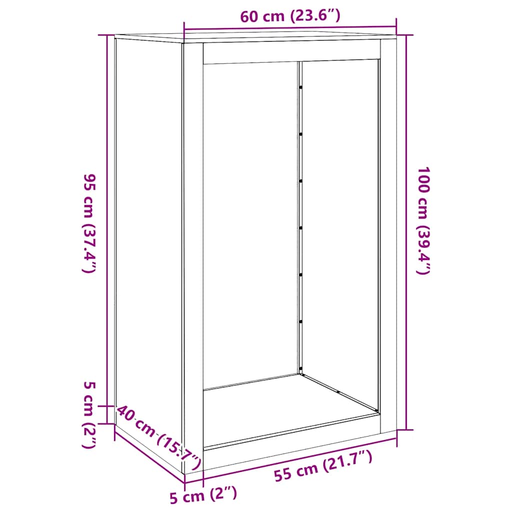 Log rack, green, 60x40x100cm, steel
