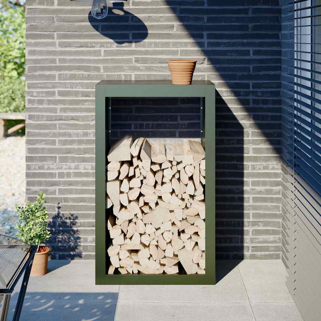 Log rack, green, 60x40x100cm, steel