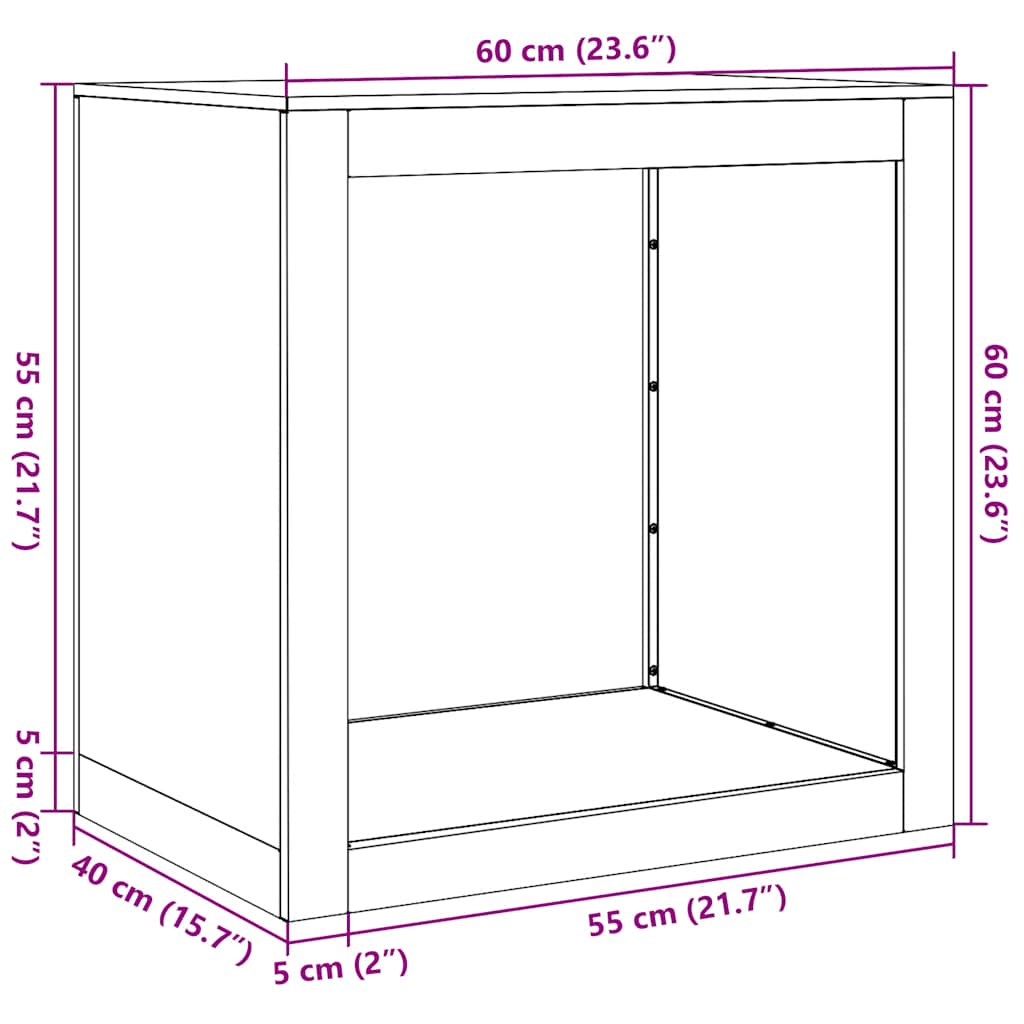 Firewood rack, 60x40x60cm, galvanized steel