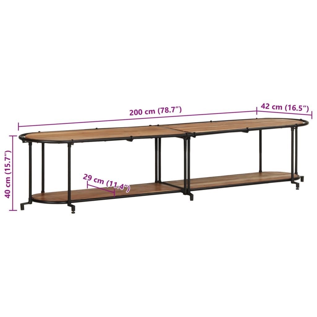 TV cabinet, 200x42x40cm, solid acacia wood