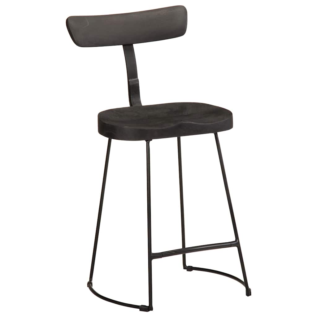 Bar stools, 2 pcs, black, 49x43x79 cm, solid mango wood