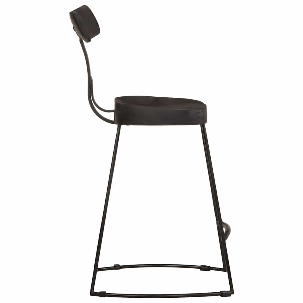 Bar stools, 2 pcs, black, 49x43x79 cm, solid mango wood