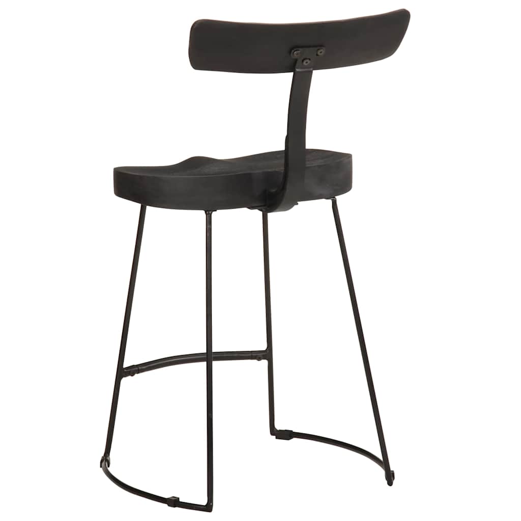 Bar stools, 2 pcs, black, 49x43x79 cm, solid mango wood