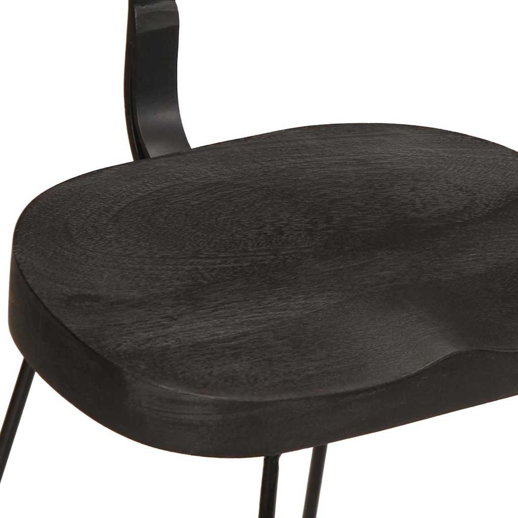 Bar stools, 2 pcs, black, 49x43x79 cm, solid mango wood
