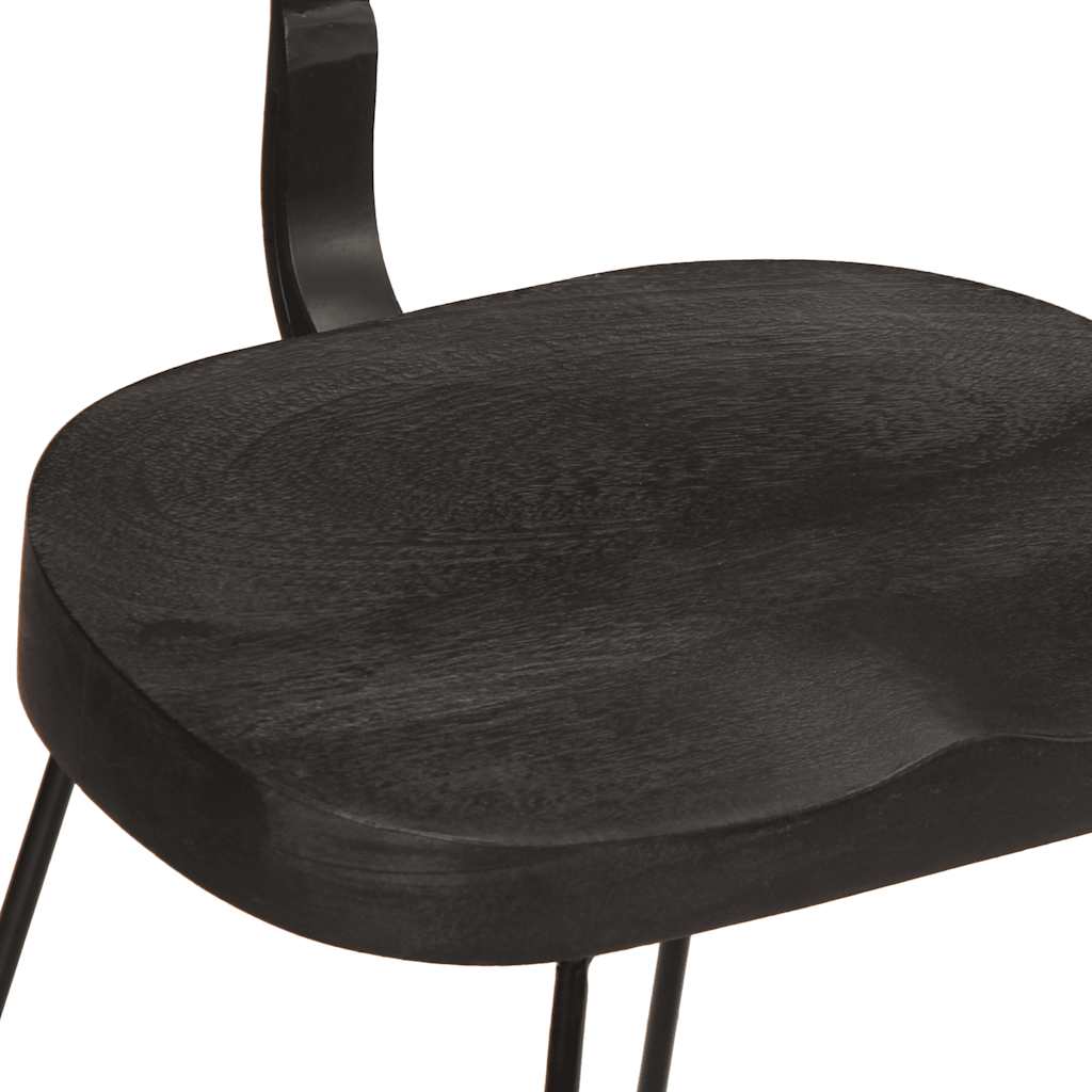 Bar stools, 2 pcs, black, 49x43x79 cm, solid mango wood