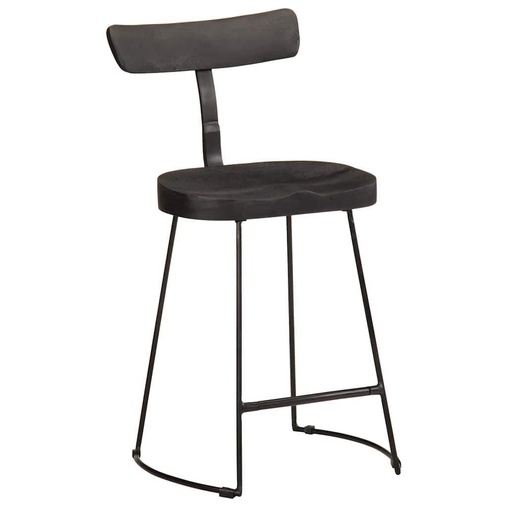 Bar stools, 2 pcs, black, 49x43x79 cm, solid mango wood