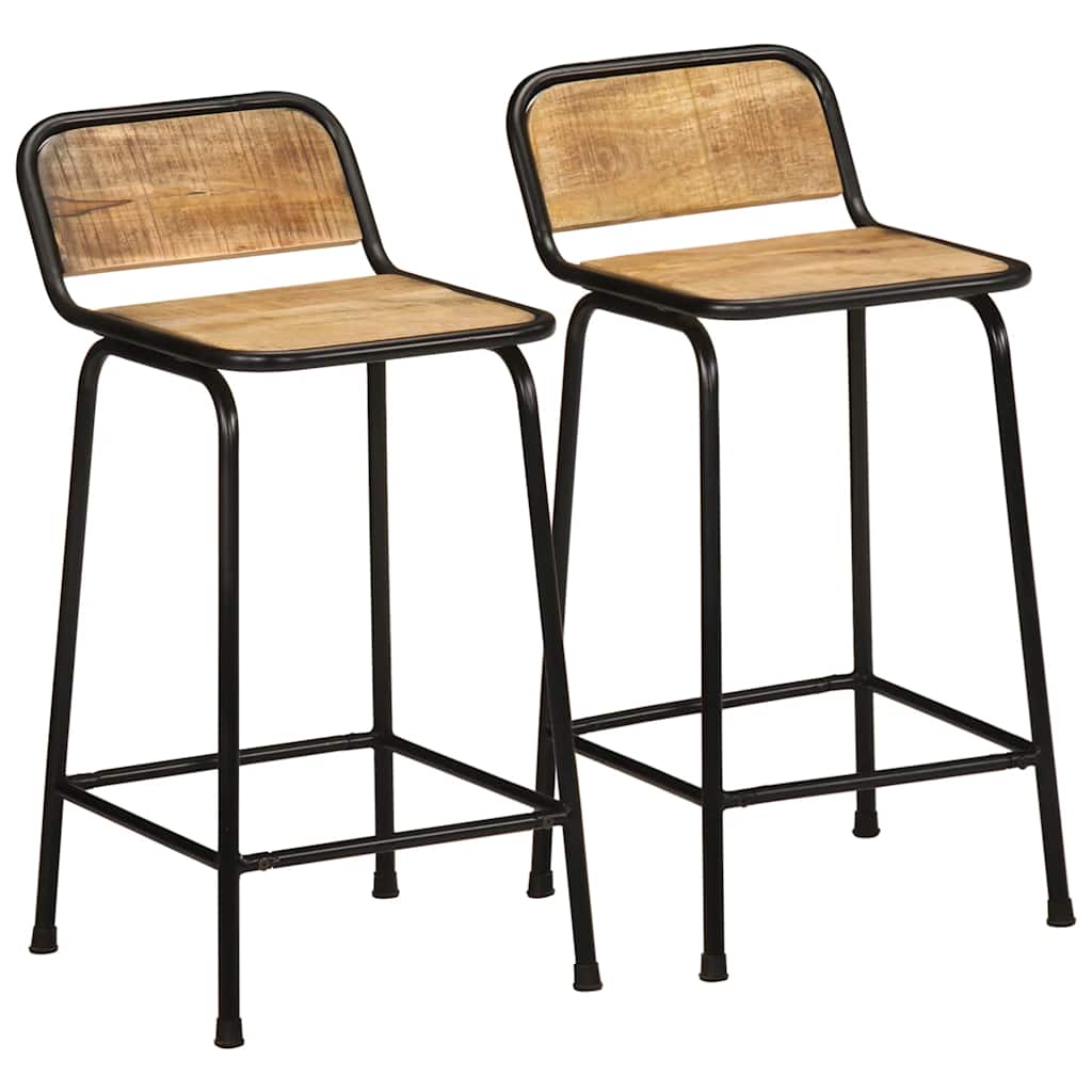 bar stools 2 pcs 46x35.5x80 cm solid rough mango wood