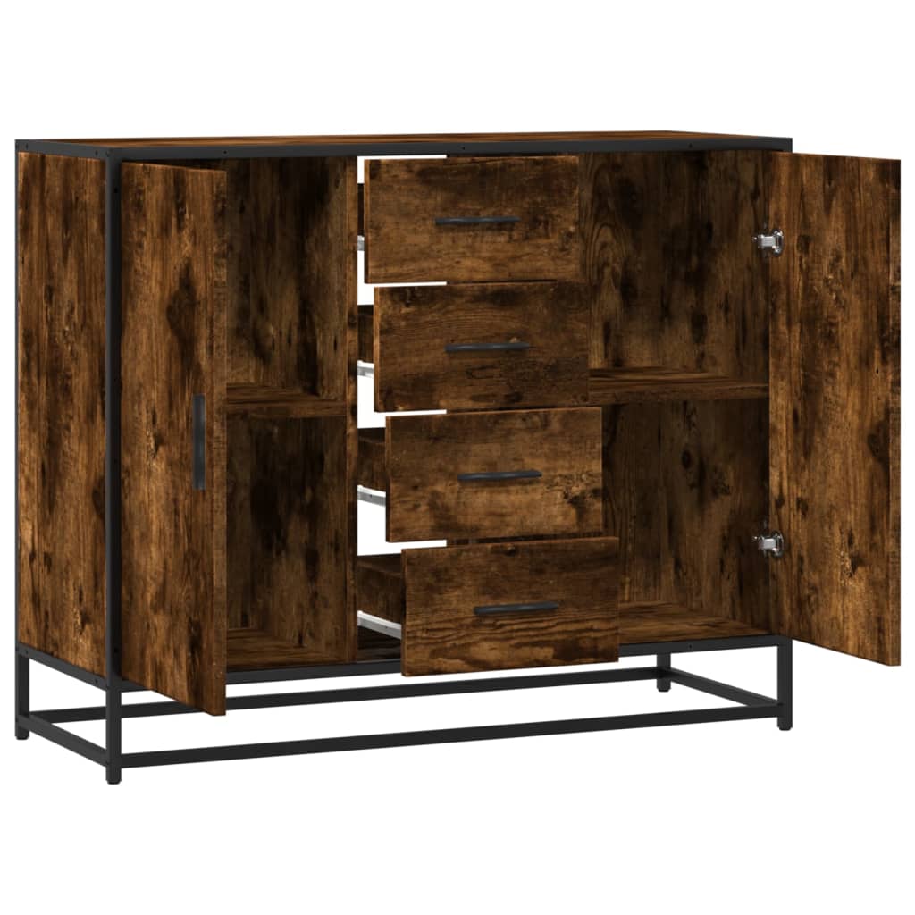 Šoninė spintelė, dūminio ąžuolo, 92x35x76cm, apdirbta mediena