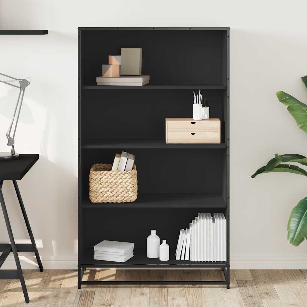 Bookcase, black, 80.5x35x139cm, engineered wood