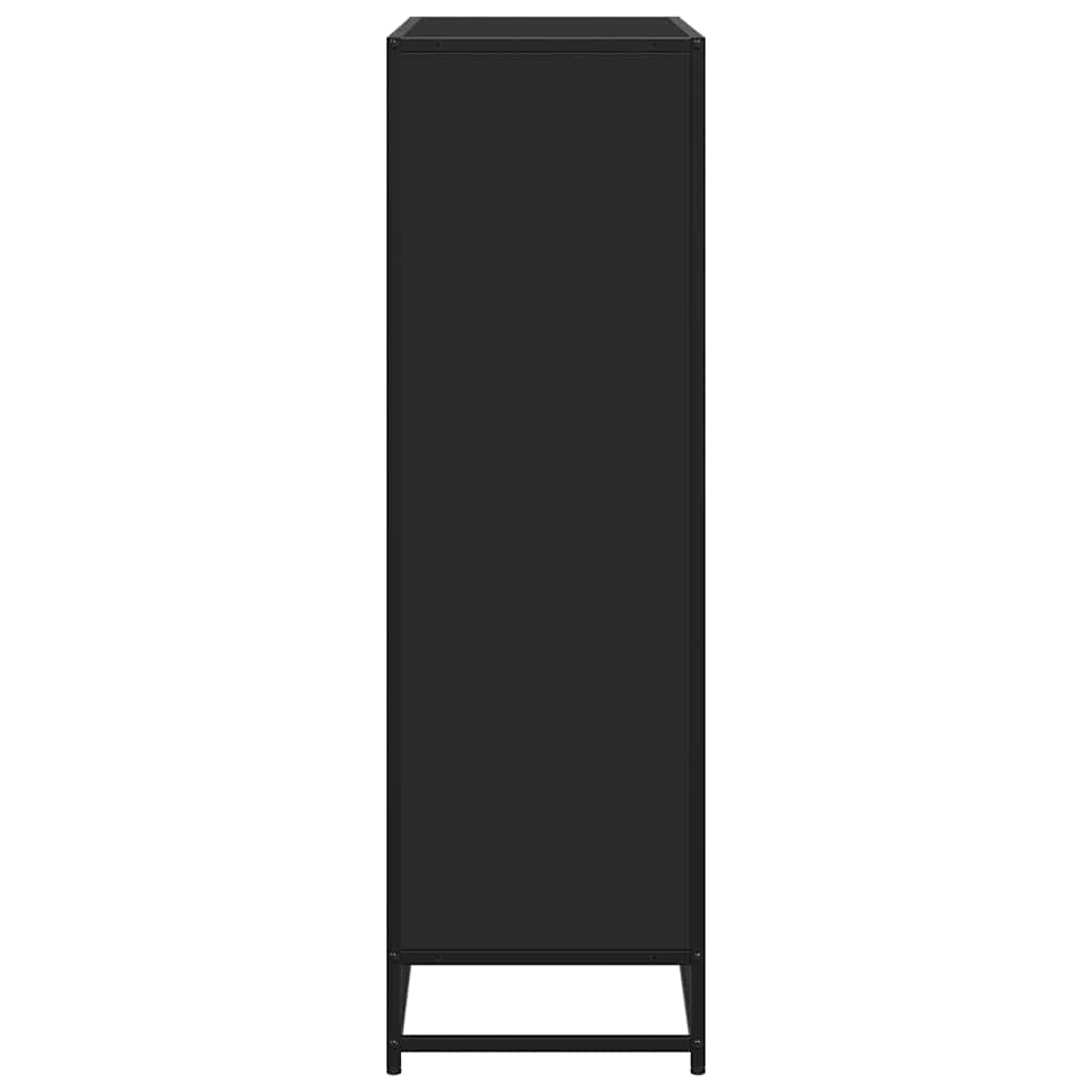 Knygų spinta, juoda, 97,5x33x107,5cm, apdirbta mediena/metalas