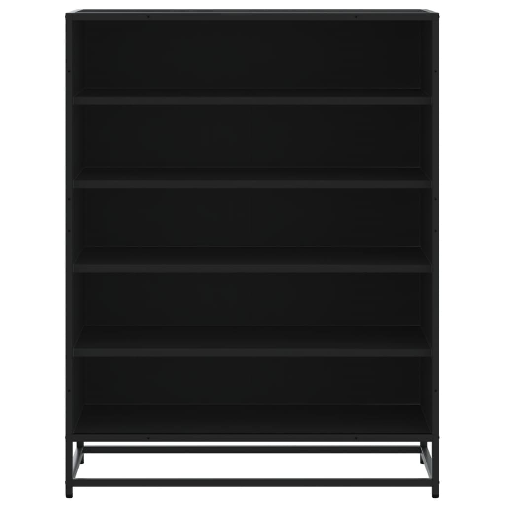 Spintelė batams, juoda, 75x38x97,5cm, mediena ir metalas