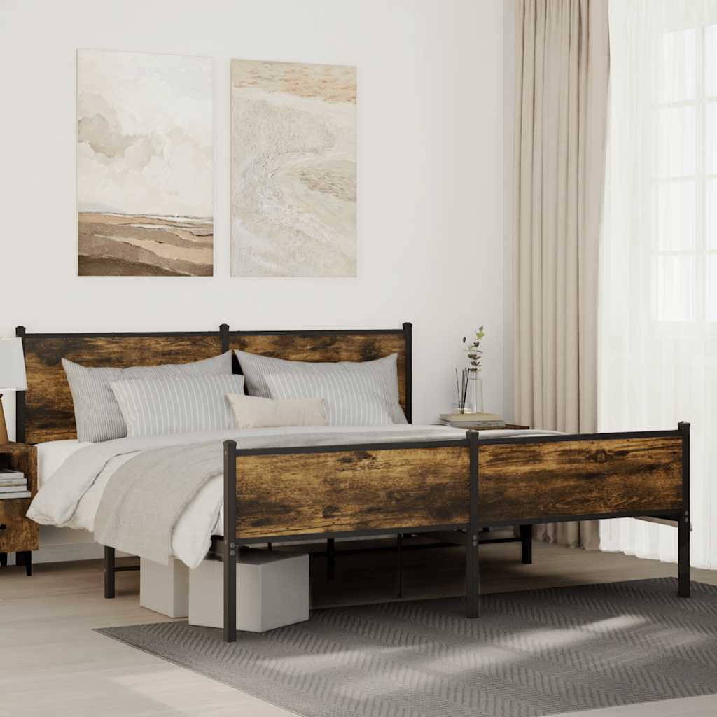 Lovos rėmas be čiužinio, dūminio ąžuolo, 160x200cm, metalas