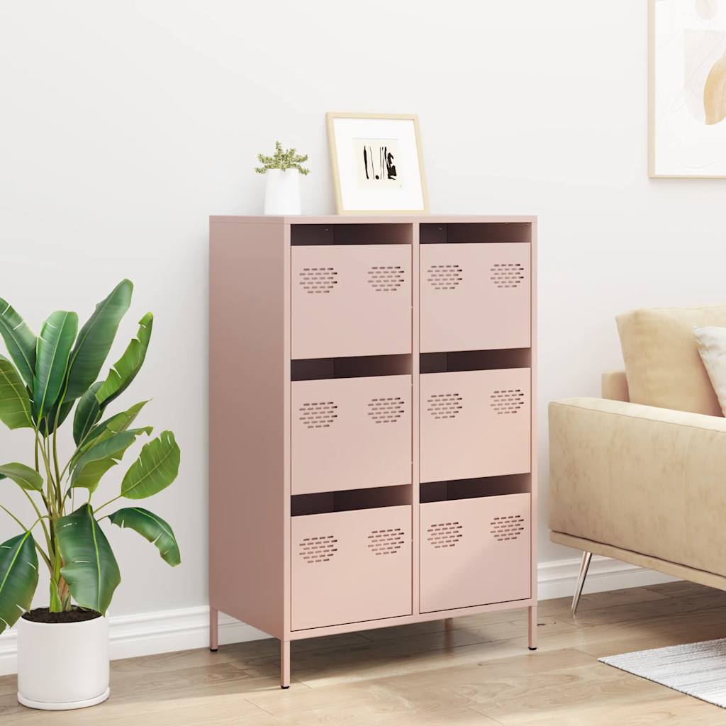 Chest of drawers, pink, 68x39x101.5cm, steel