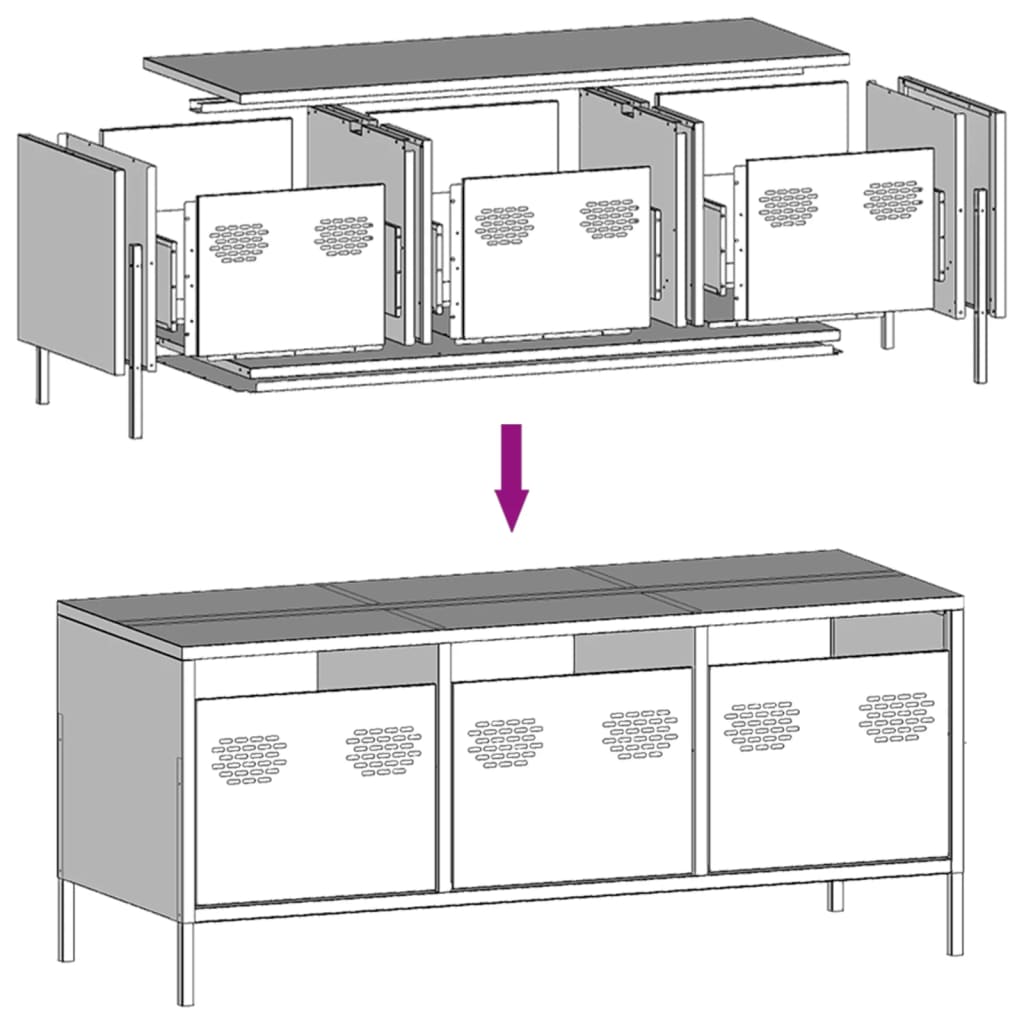 TV cabinet, anthracite, 101.5x39x43.5cm, steel