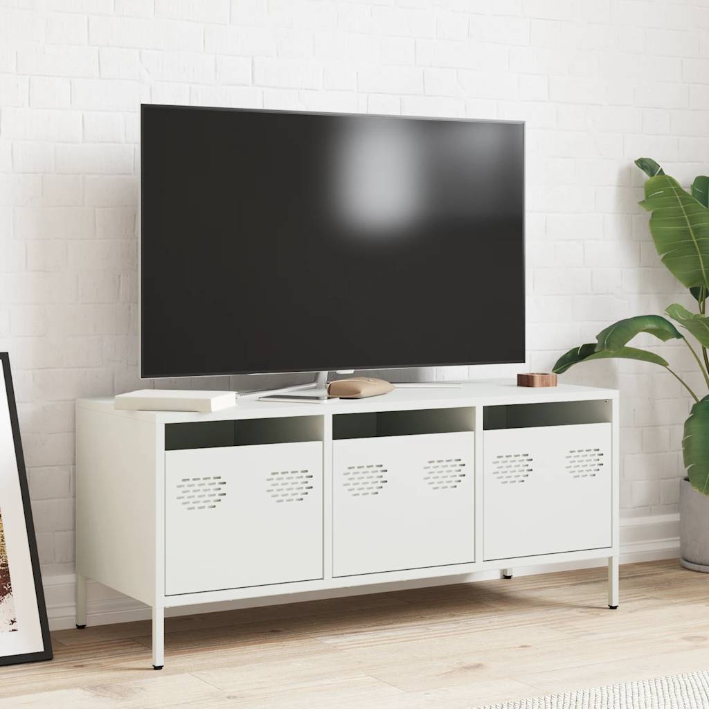 TV cabinet, white, 101.5x39x43.5cm, steel