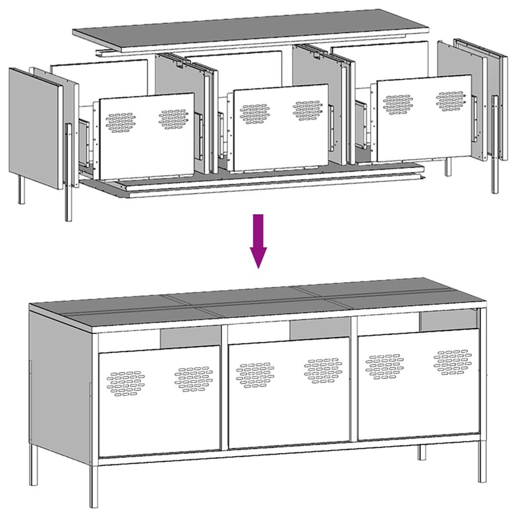 TV cabinet, white, 101.5x39x43.5cm, steel