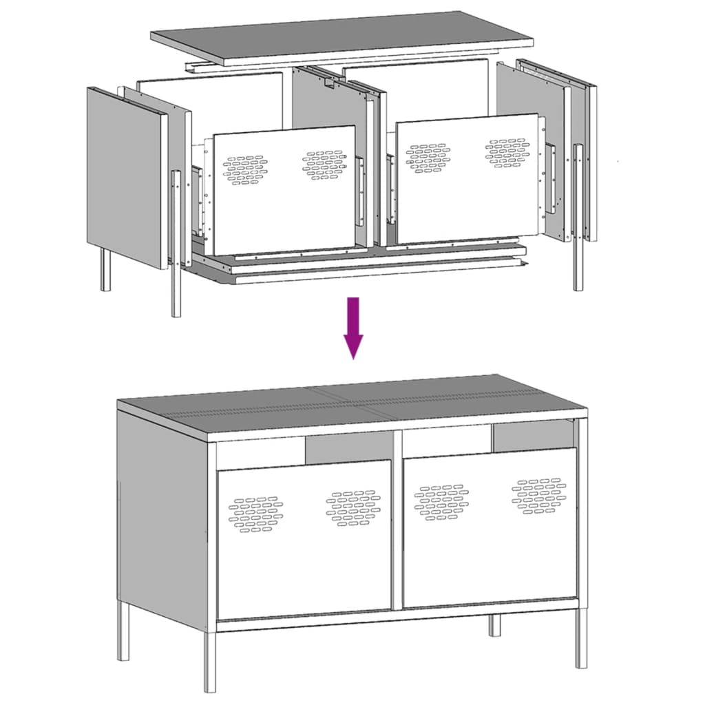 TV cabinet, black, 68x39x43.5cm, steel