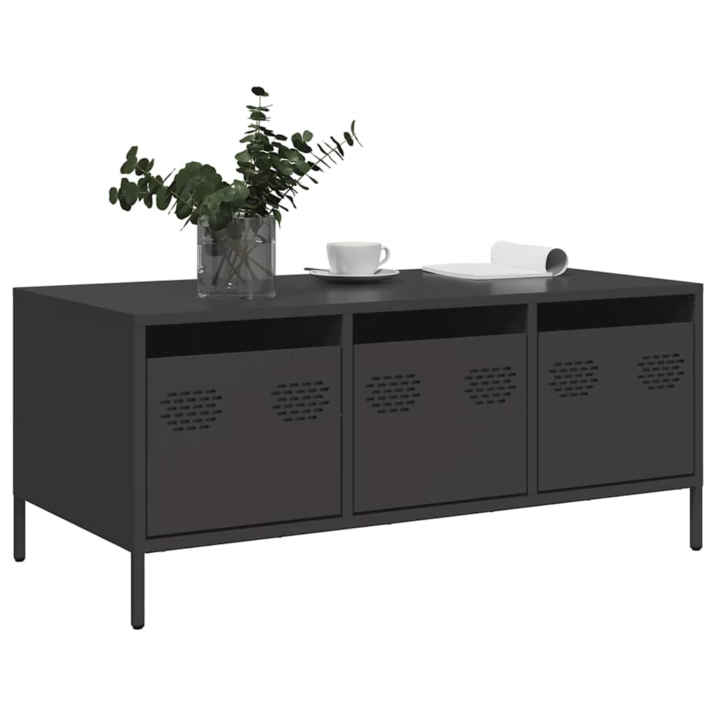 kavos staliukas juodas 101,5x50x43,5cm šaltai valcuotas plienas