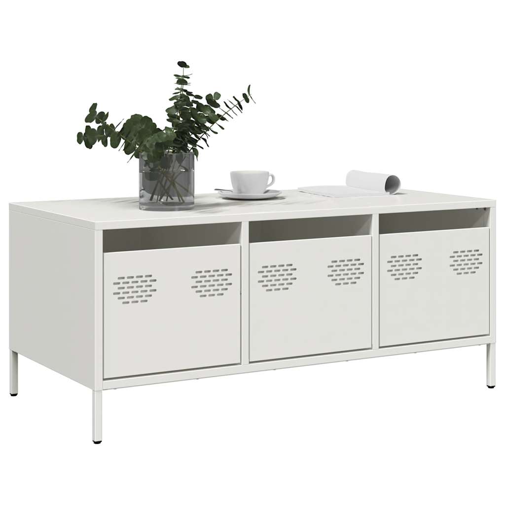 kavos staliukas baltas 101,5x50x43,5cm šaltai valcuotas plienas